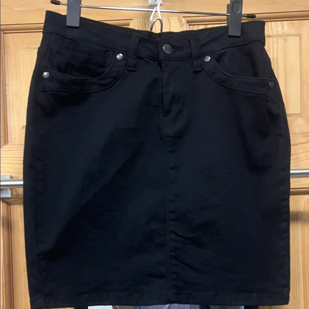 Classic Black Denim Mini Skirt Sz 2